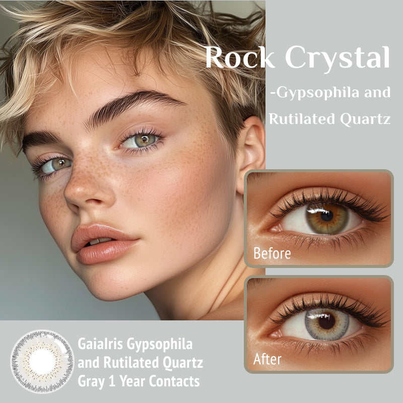 GaiaIris Gypsophila and Rutilated Quartz Gray 1 Year Contacts